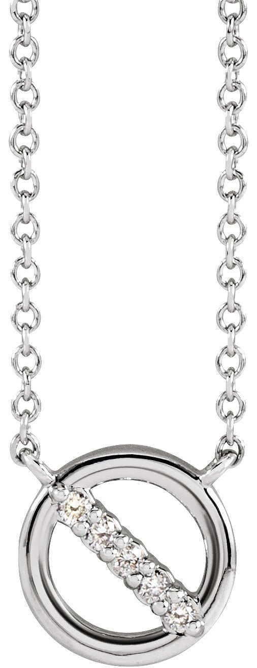 Platinum Round Natural Diamond Circle Necklace – 0.03 CTW