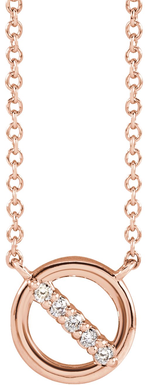 14K Gold Round Natural Diamond Circle Necklace – 0.03 CTW - Rose Gold