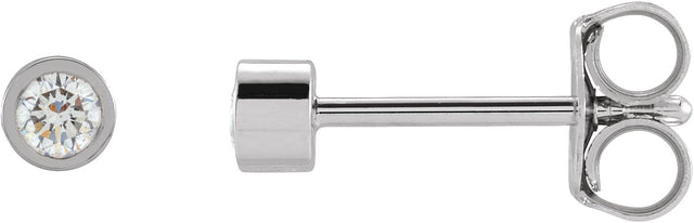 Platinum Natural Diamond Round Micro Bezel-Set Stud Earrings