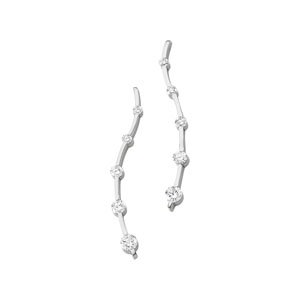 14K Gold Round Natural Diamond Accented Journey Earrings - White Gold