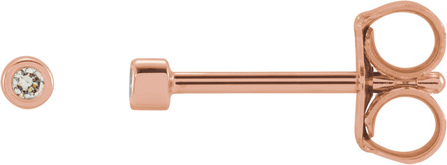 14K Gold Natural Diamond Round Micro Bezel-Set Stud Earrings - Rose Gold