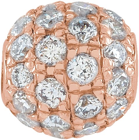 14K Gold Pavé-Style Ball Necklace or Pendant - Rose Gold