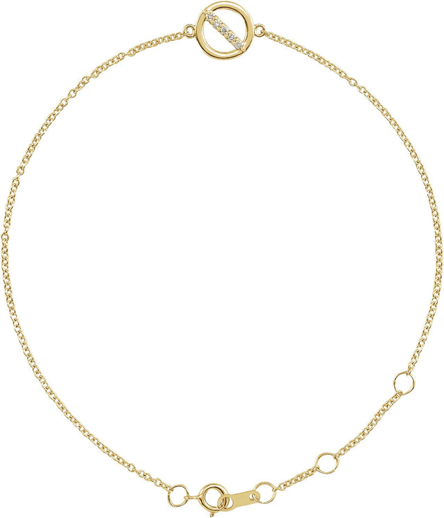 14K Gold Round Natural Diamond Circle Bracelet - Yellow Gold