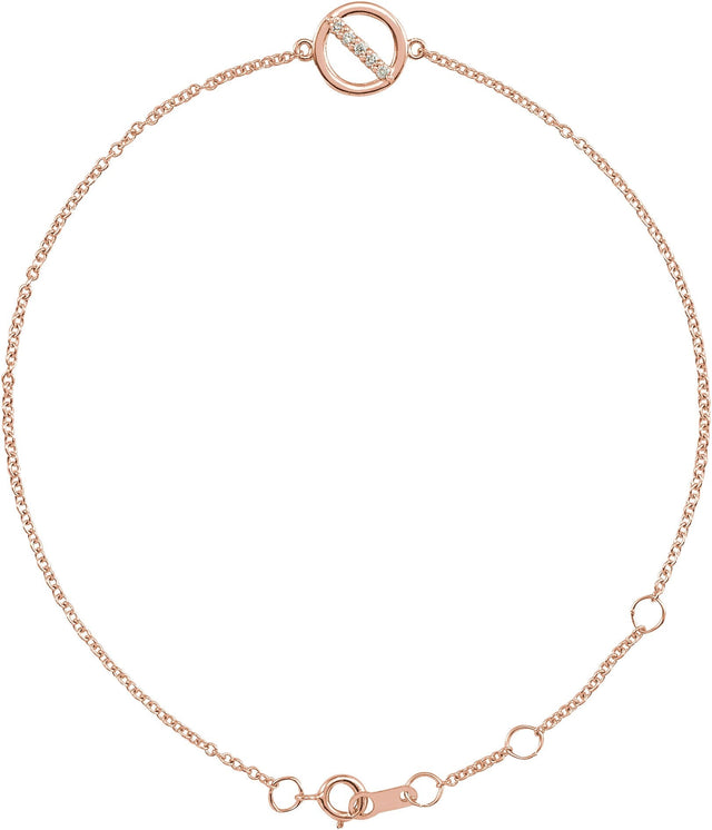14K Gold Round Natural Diamond Circle Bracelet - Rose Gold