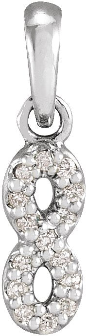 14K Gold Round Natural Diamond Petite Infinity Necklace or Pendant - White Gold