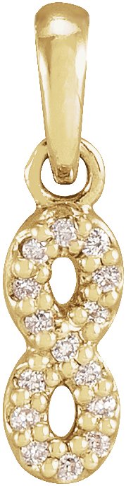 14K Gold Round Natural Diamond Petite Infinity Necklace or Pendant - Yellow Gold