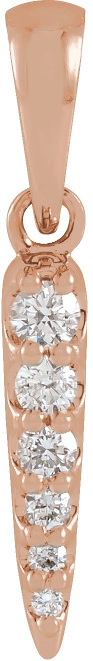 14K Gold Round Natural Diamond Spike Necklace or Pendant - Rose Gold