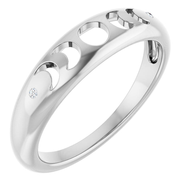 Platinum Round Natural Diamond Moon Phase Ring