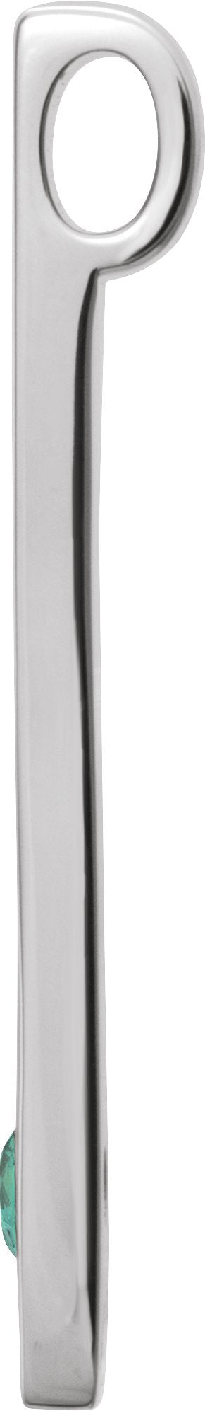 Platinum Round Lab-Grown Alexandrite Family Engravable Bar Pendant - view 2