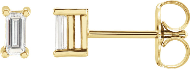 14K Gold Lab-Grown Diamond Straight Baguette 4-Prong Stud Earrings - Yellow Gold