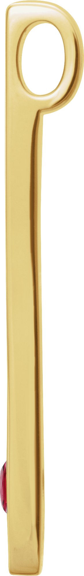 14K Gold Round Lab-Grown Ruby Family Engravable Bar Pendant - Yellow Gold - view 2