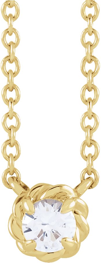 14K Gold Round Natural White Sapphire Claw-Prong Rope Necklace - Yellow Gold
