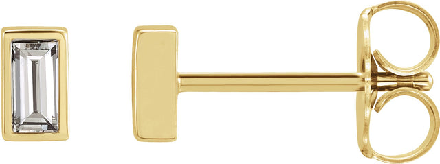 14K Gold Natural Diamond Straight Baguette Bezel-Set Stud Earrings - Yellow Gold