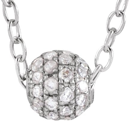 14K Gold Pavé-Style Ball Necklace or Pendant - White Gold