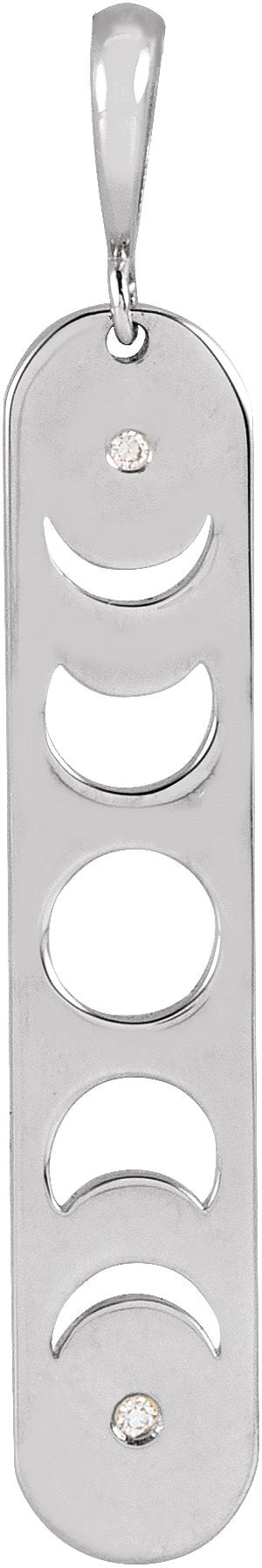 Platinum Round Natural Diamond Moon Phase Bar Necklace or Pendant