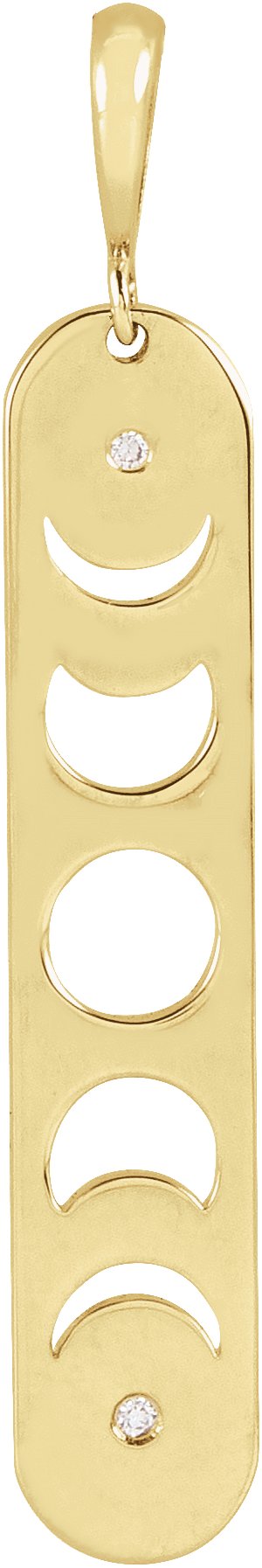 14K Gold Round Natural Diamond Moon Phase Bar Necklace or Pendant - Yellow Gold