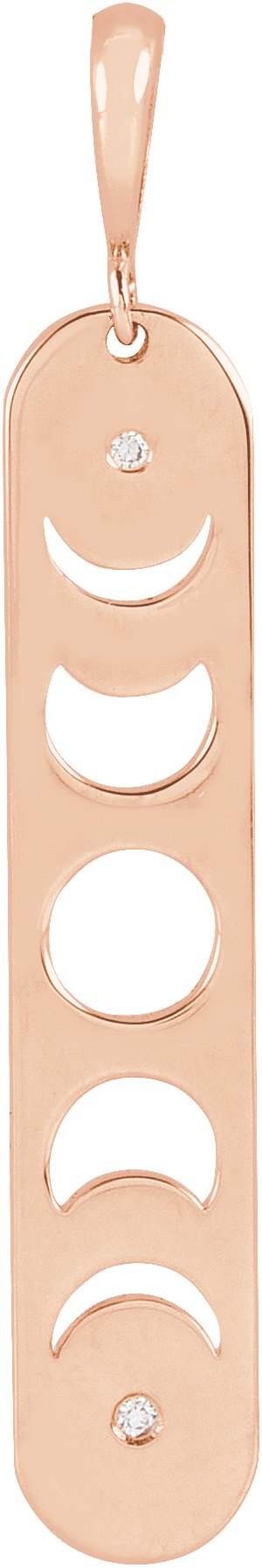 14K Gold Round Natural Diamond Moon Phase Bar Necklace or Pendant - Rose Gold
