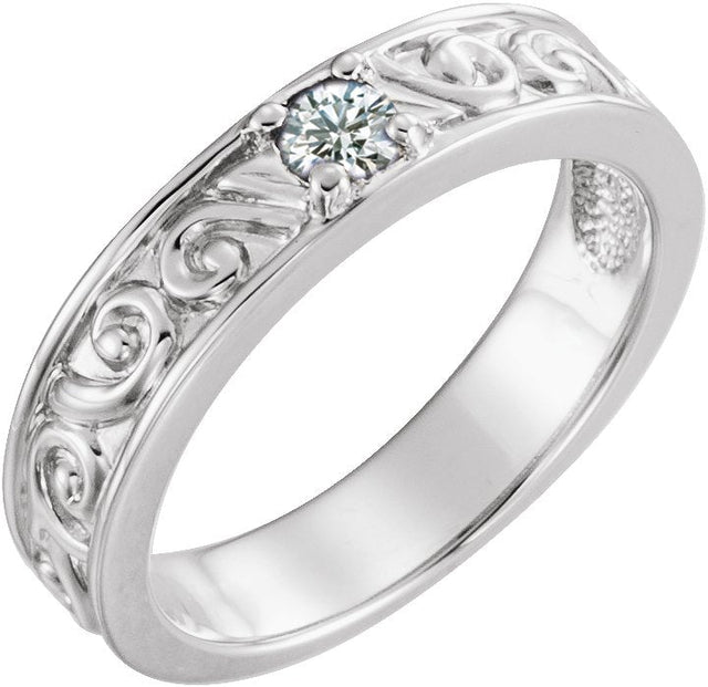 14K Gold Round Natural Diamond Family Stackable Ring – 4mm Stones - White Gold