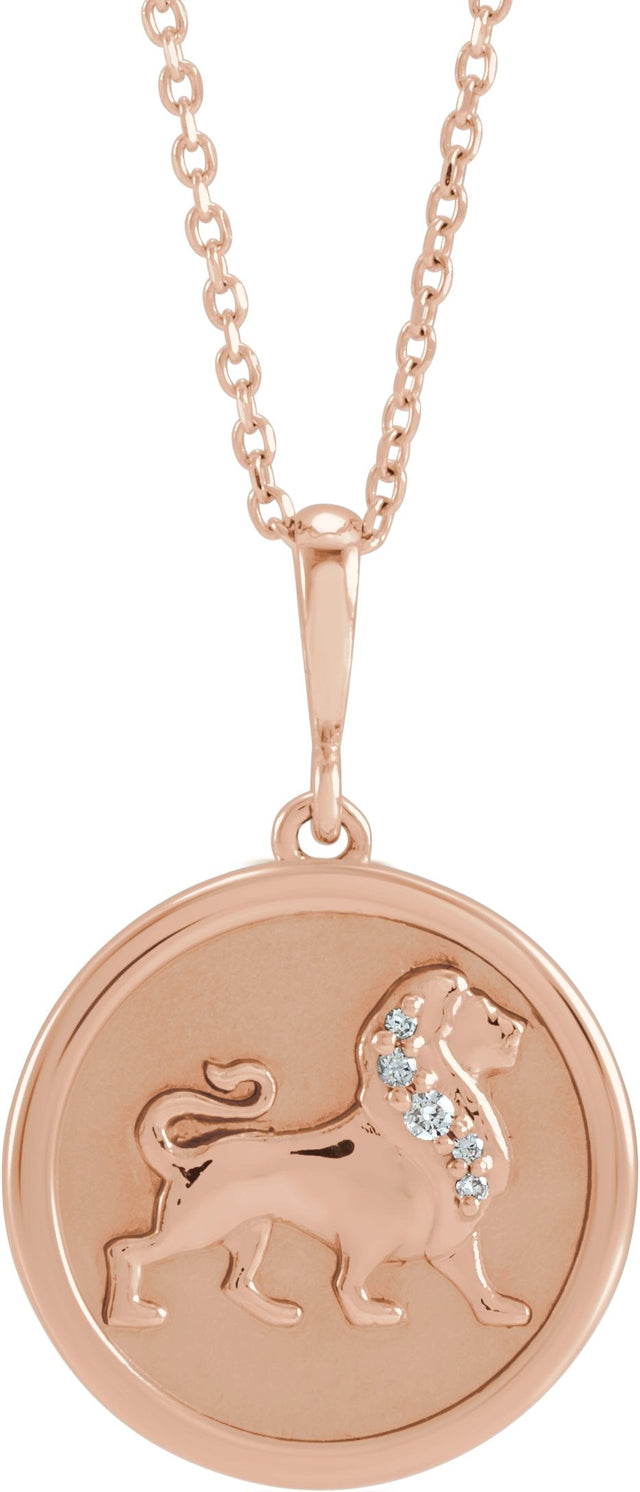 14K Gold Lion Necklace or Pendant - Rose Gold