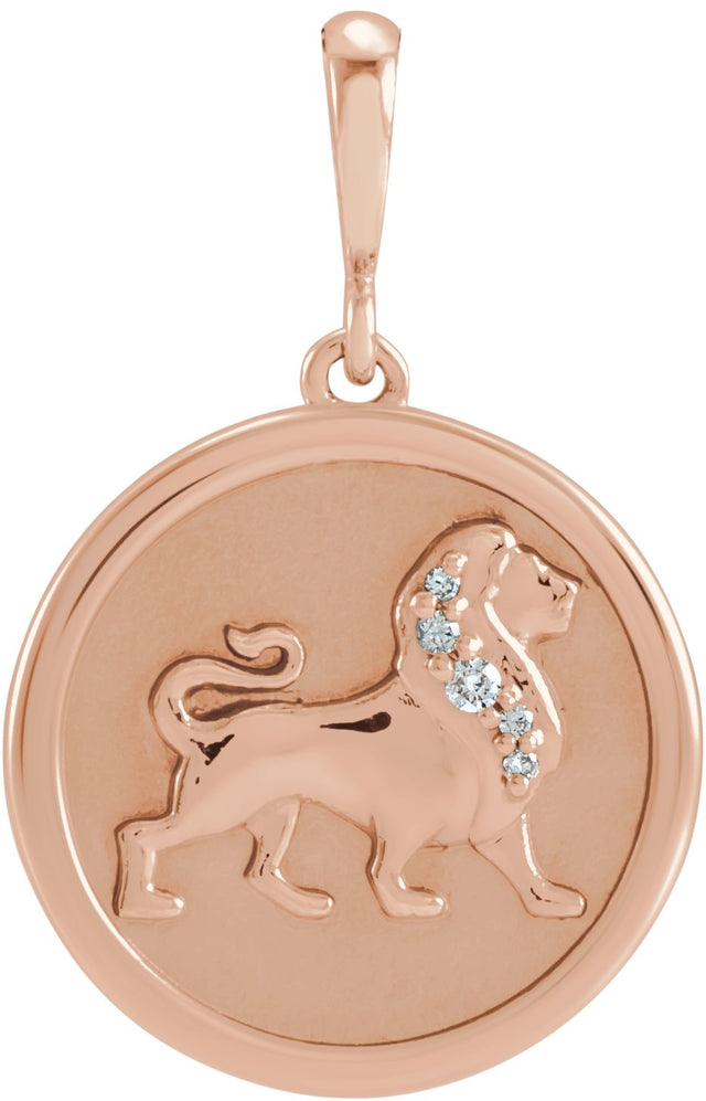 14K Gold Lion Necklace or Pendant - Rose Gold