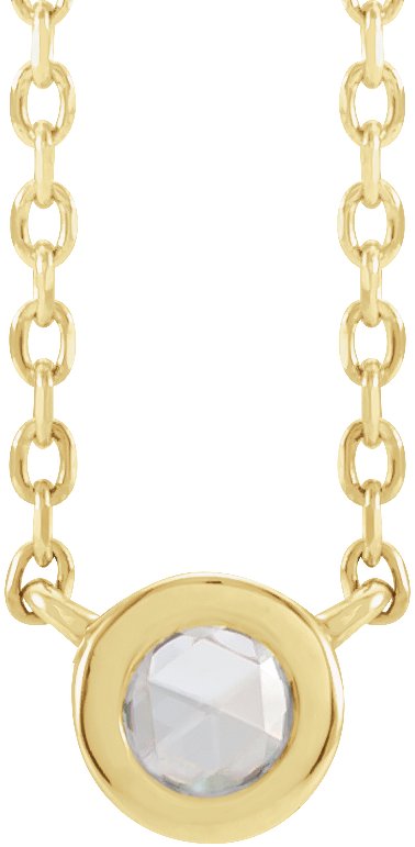14K Gold Round Natural Diamond Rose-Cut Bezel-Set Necklace - Yellow Gold
