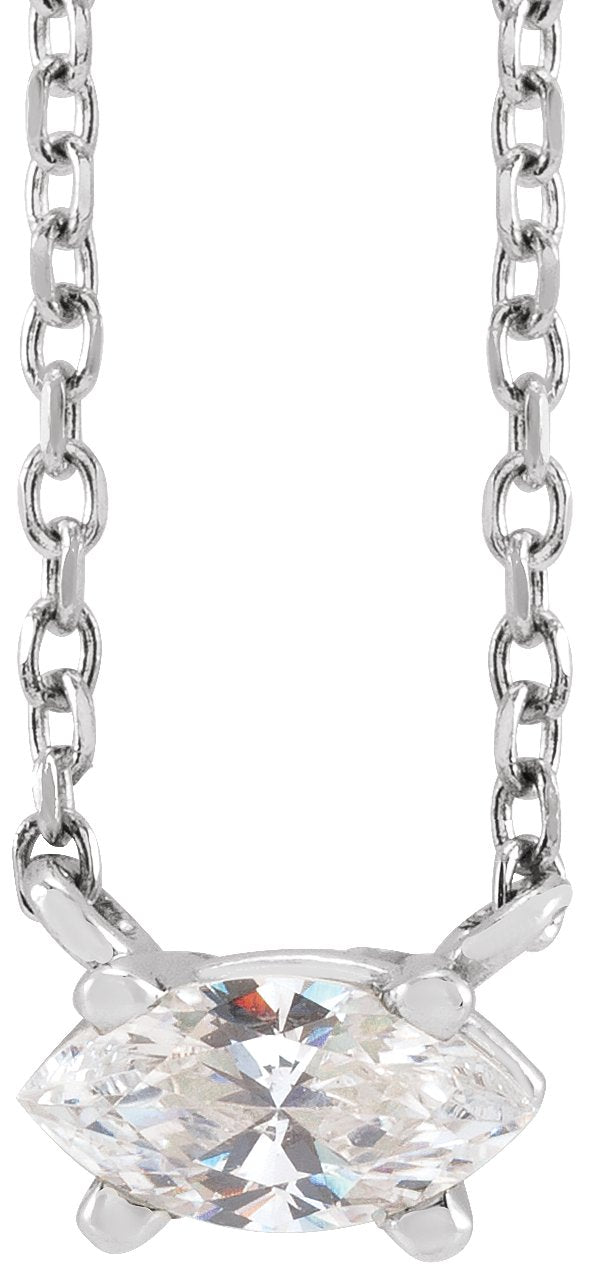 Platinum Marquise Natural Diamond Solitaire Necklace