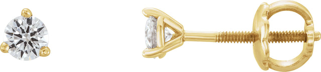 14K Gold Natural Diamond Round 3-Prong Cocktail-Style Stud Earrings II - Yellow Gold