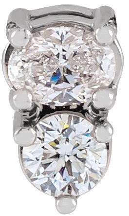 Platinum Oval Natural Diamond Two-Stone Necklace or Slide Pendant