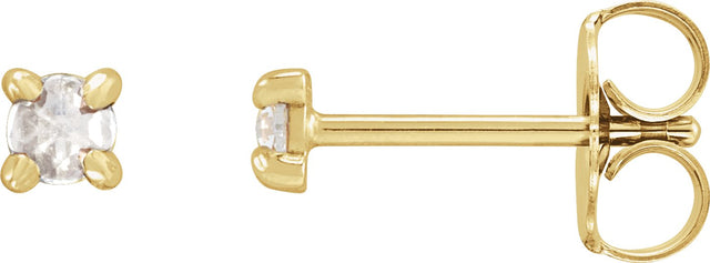 14K Gold Natural Diamond Round 4-Prong Claw Rose-Cut Stud Earrings - Yellow Gold