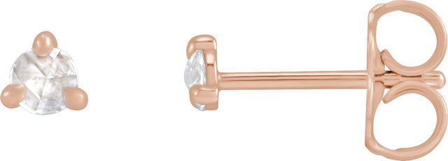 14K Gold Natural Diamond Round 3-Prong Claw Rose-Cut Stud Earrings - Rose Gold