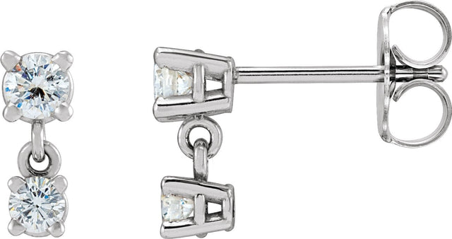 Platinum Round Natural Diamond Two-Stone Earrings – 3mm Stones