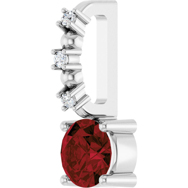 Platinum Round Mozambique Garnet Accented Pendant - view 2