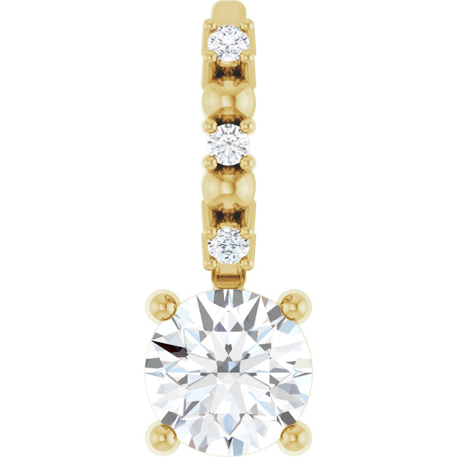 14K Gold Round Natural Diamond Accented Pendant – up to 0.01 CTW - Yellow Gold