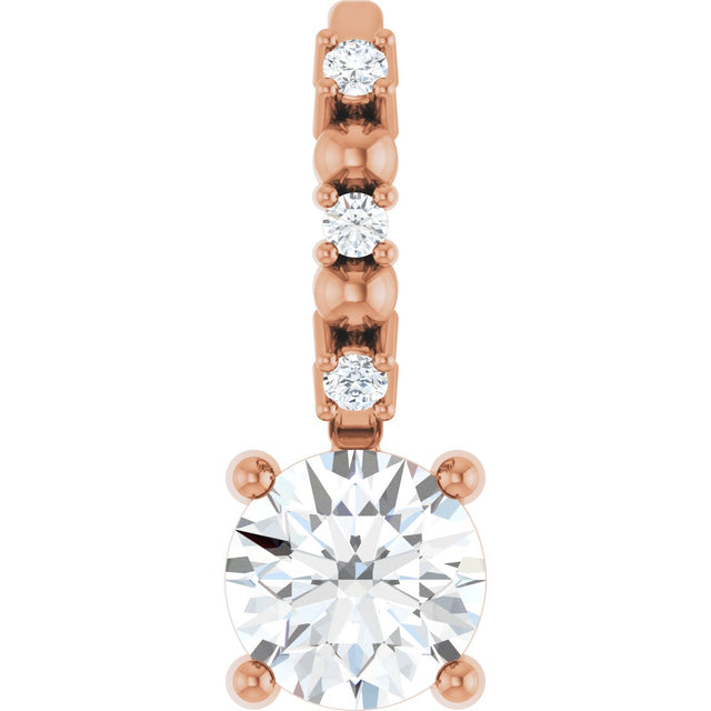 14K Gold Round Natural Diamond Accented Pendant – up to 0.01 CTW - Rose Gold