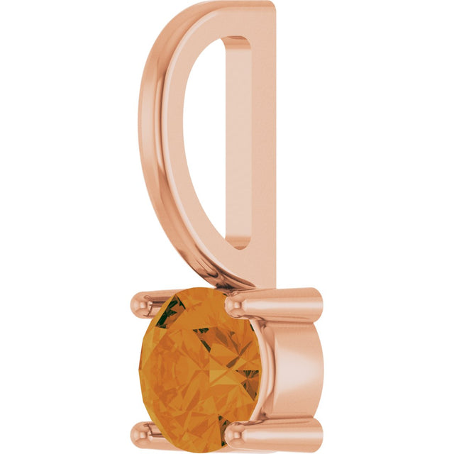 14K Gold Round Citrine Solitaire Pendant - Rose Gold - view 2