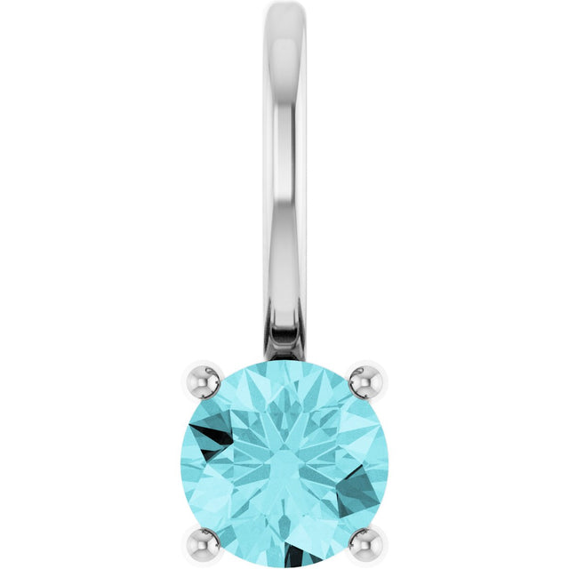 Platinum Round Blue Zircon Solitaire Pendant
