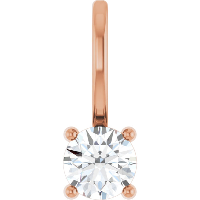 14K Gold Round Natural Diamond Solitaire Pendant – 4mm Stones - Rose Gold