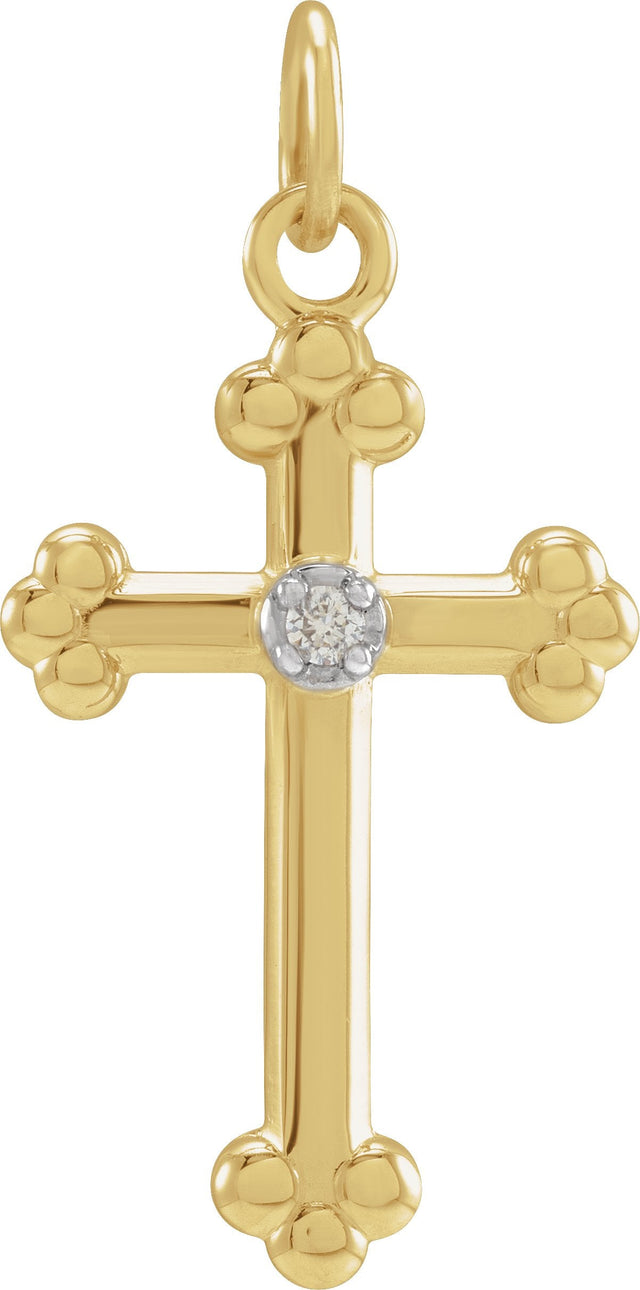 14K Gold Cross Pendant – 14x11mm - Two-Tone