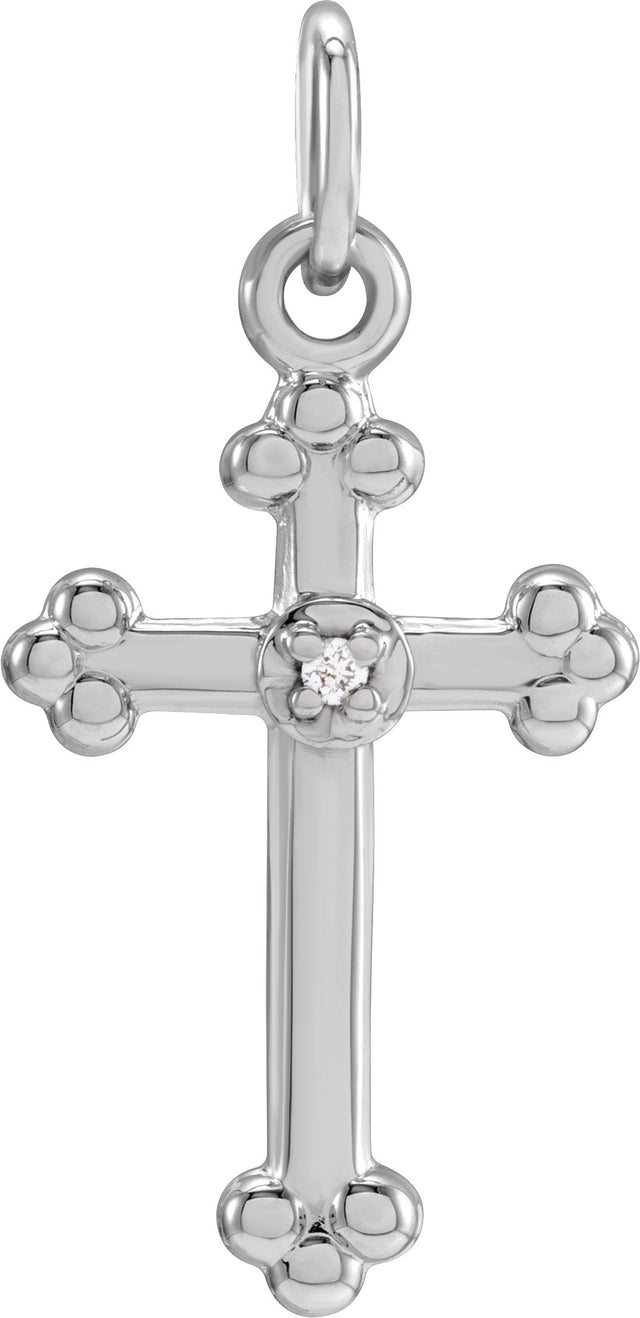 14K Gold Cross Pendant – 14x11mm - White Gold