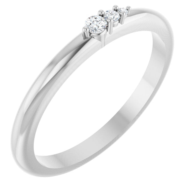 Platinum Round Natural Diamond Graduated Stackable Ring