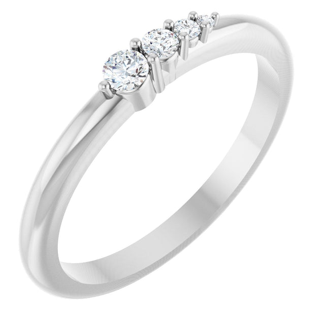 Platinum Round Natural Diamond Graduated Stackable Ring