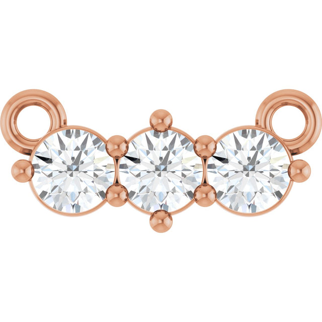 14K Gold Round Lab-Grown Diamond Three-Stone Bar Necklace – 1/5 CTW - Rose Gold