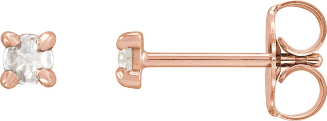 14K Gold Natural Diamond Round 4-Prong Claw Rose-Cut Stud Earrings - Rose Gold