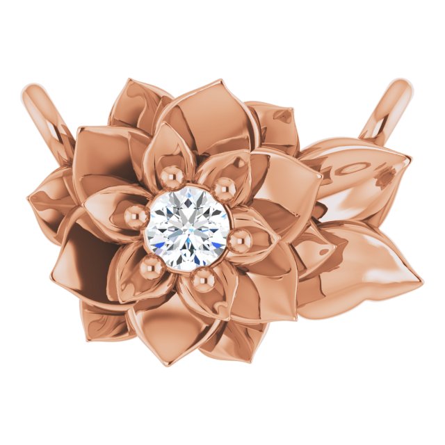 14K Gold Round Natural Diamond Flower Necklace – 0.015 CTW - Rose Gold