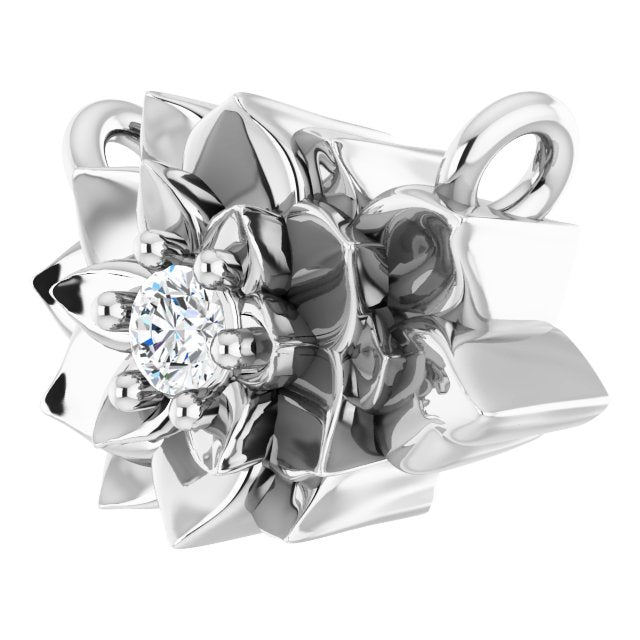 14K Gold Round Lab-Grown Diamond Flower Necklace - White Gold