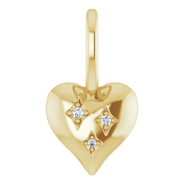 14K Gold Round Natural Diamond Heart Pendant II - Yellow Gold