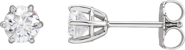 14K Gold Lab-Grown Diamond Round 6-Prong Stud Earrings - White Gold
