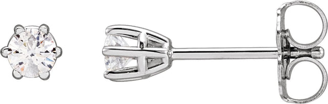 14K Gold Lab-Grown Diamond Round 6-Prong Stud Earrings - White Gold