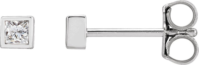 14K Gold Lab-Grown Diamond Square Bezel-Set Stud Earrings - White Gold