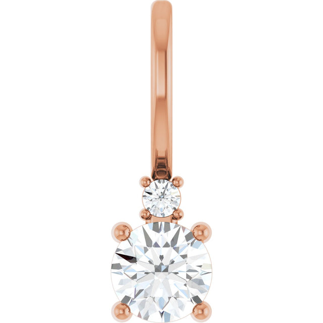 14K Gold Round Natural Diamond Accented Pendant – 4mm Stones - Rose Gold